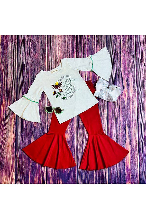 "STAY WILD" GRAY AND BURGUNDY SET