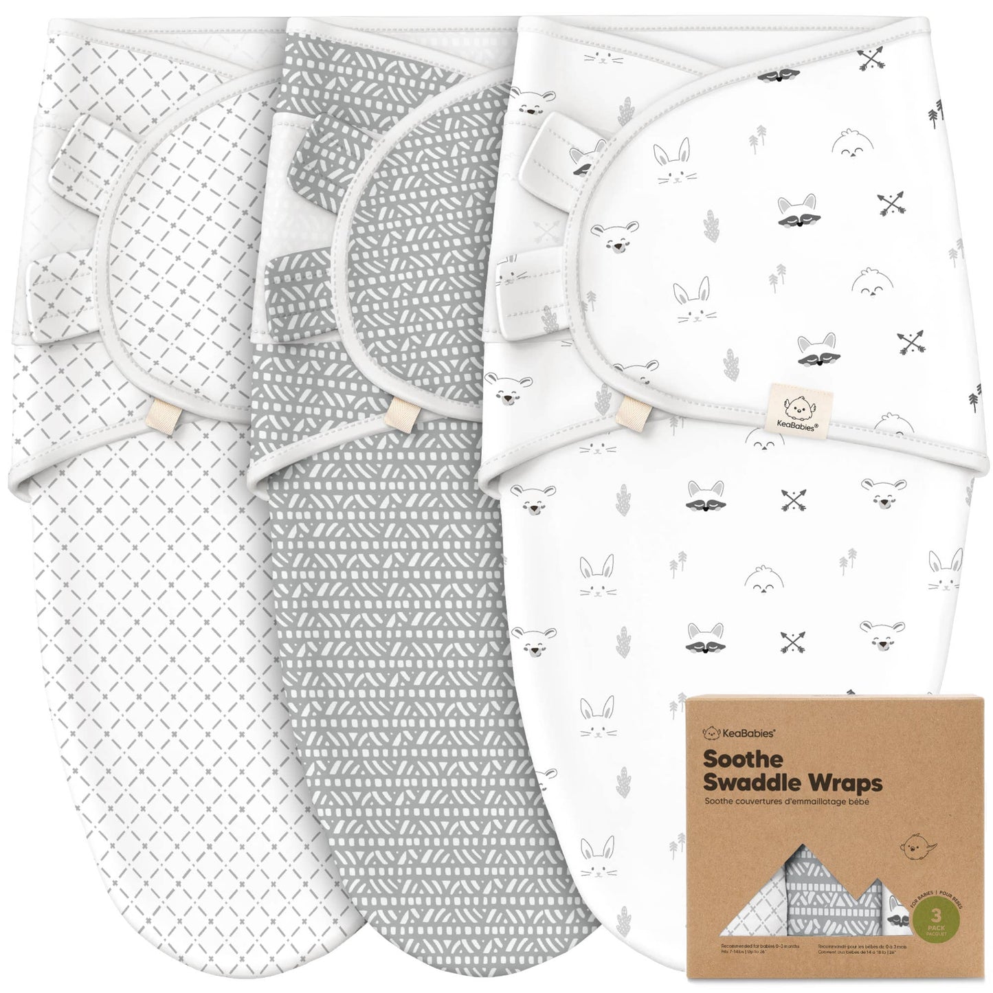 3pk Soothe Zippy Baby Swaddles 0-3 Months