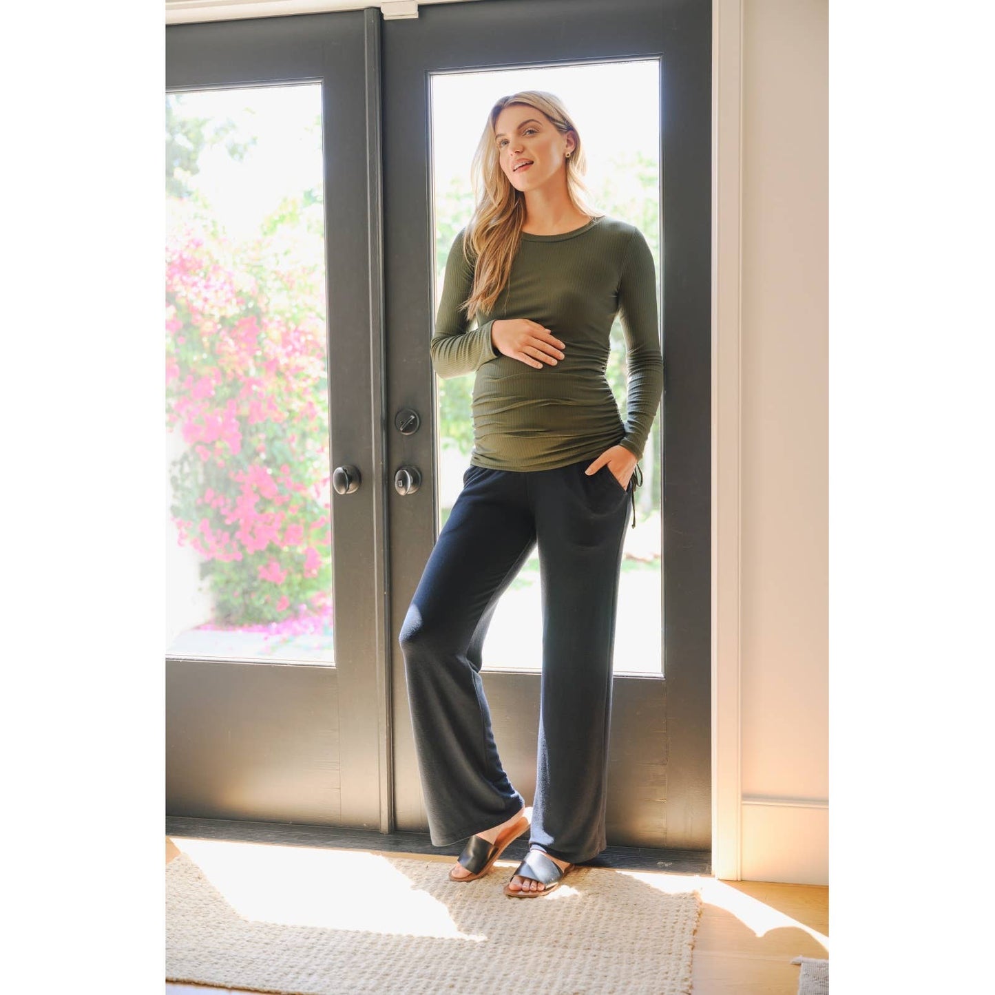French Terry Straight Leg Maternity Yoga Pants