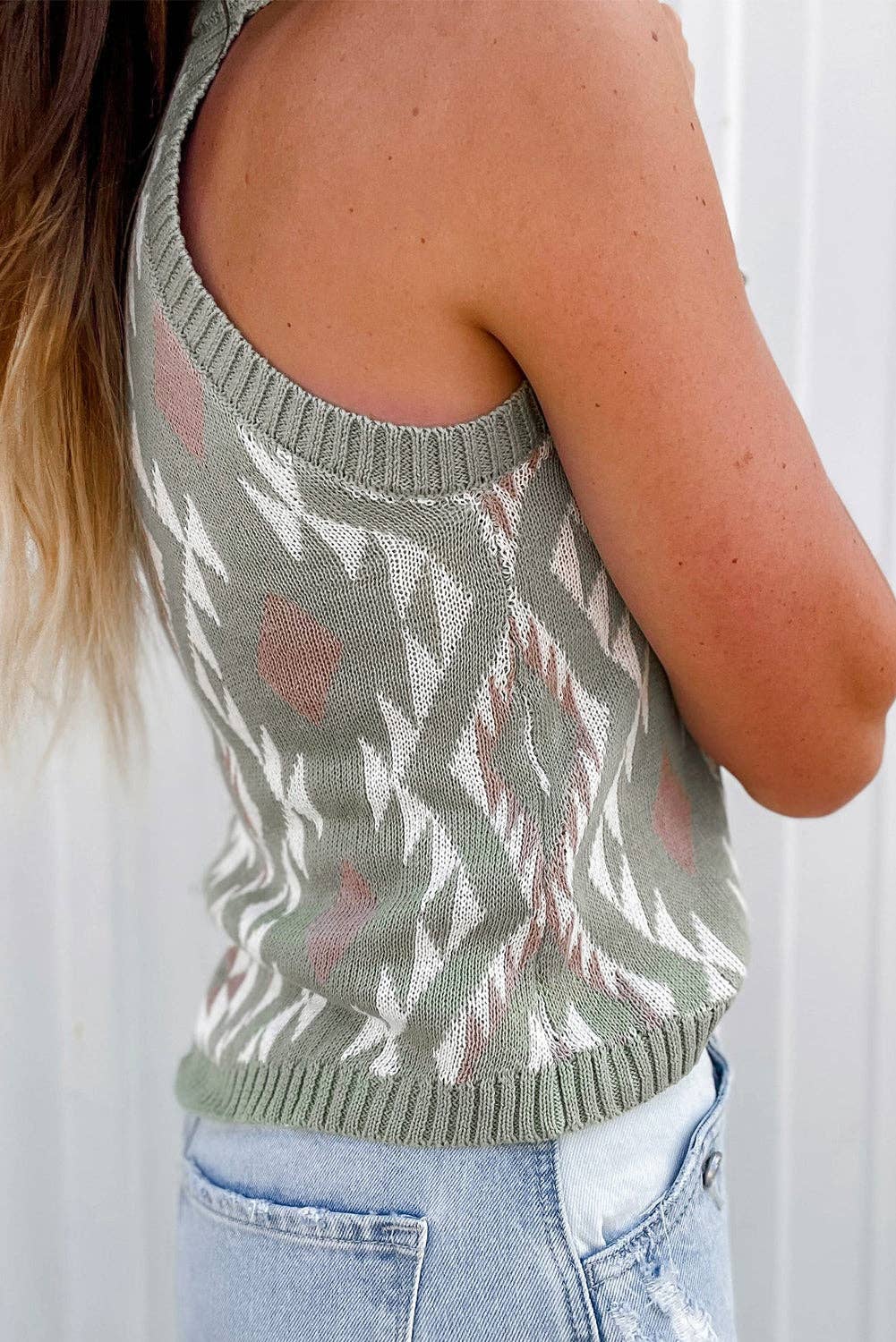 Western Tribal Aztec Pattern Knit Sweater Tank