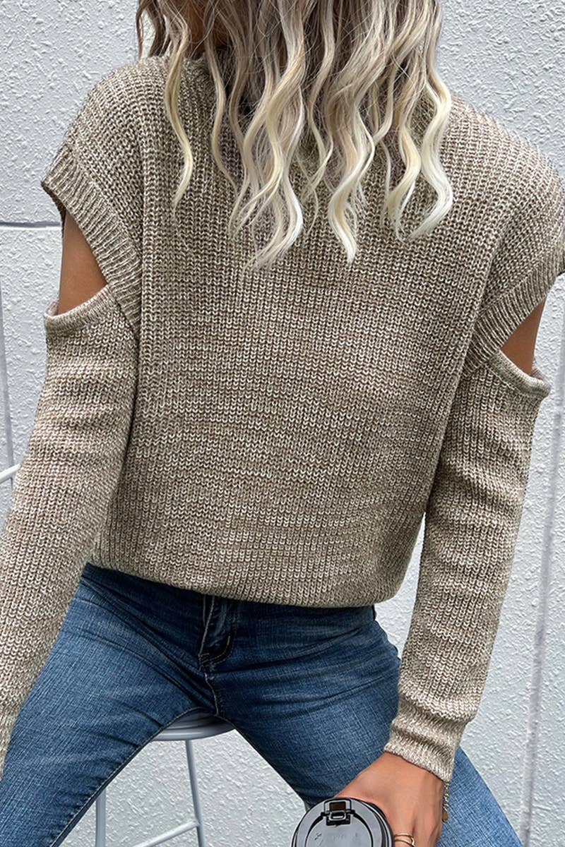 KAHKI CUT OUT DETAILED TURTLE NECK SWEATER