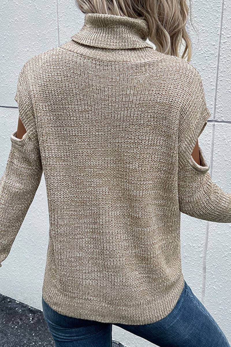 KAHKI CUT OUT DETAILED TURTLE NECK SWEATER