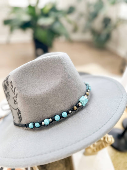 Turquoise Beaded Hat Band | Hat Accessory