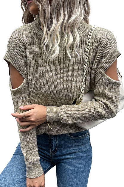 KAHKI CUT OUT DETAILED TURTLE NECK SWEATER