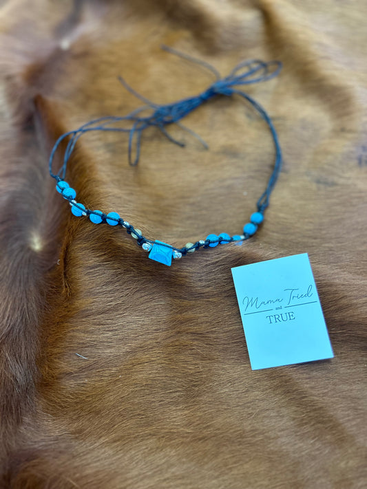 Beaded Turquoise Hat Band