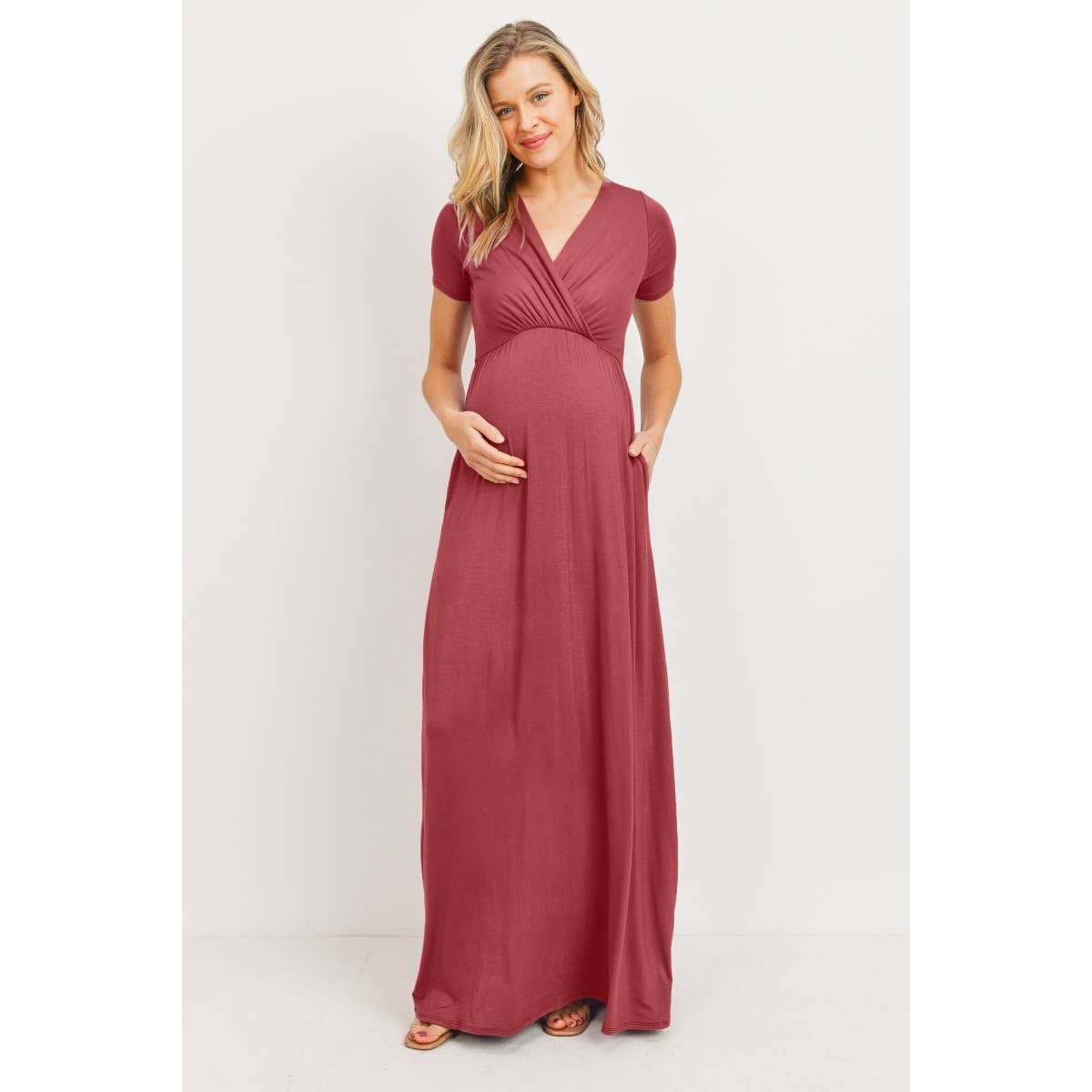 Maternity/Nursing Short Sleeve Maxi Dress