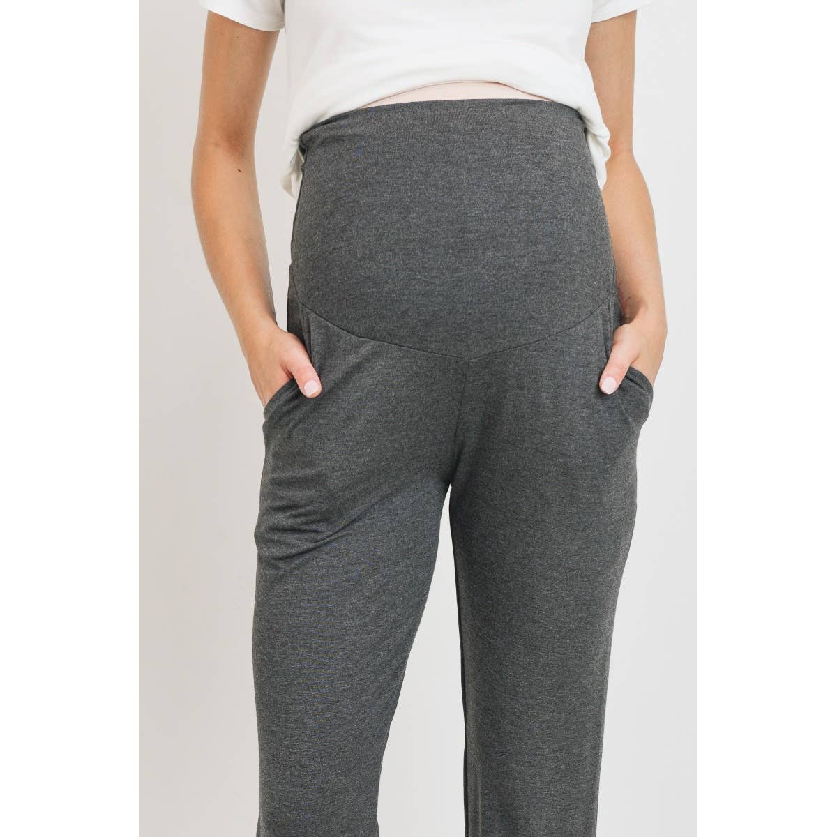 Rayon Modal Maternity Jogger Pant with Pockets: Charcoal / M