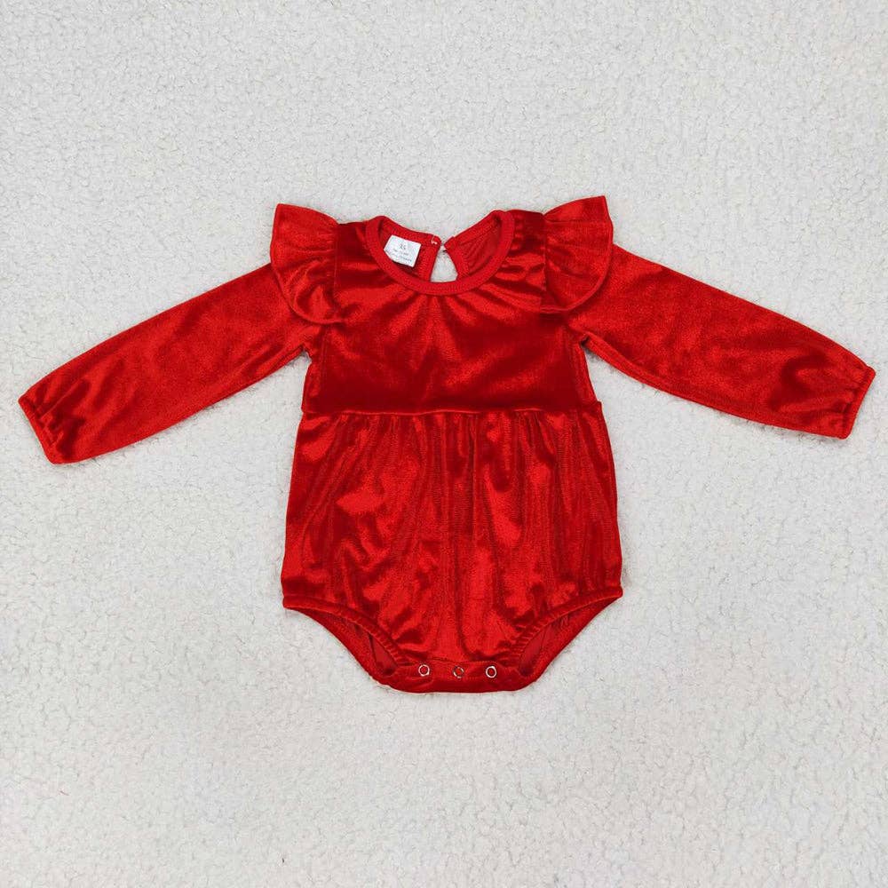 Red Velvet Long Sleeve Romper