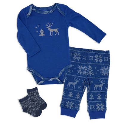 3 Piece Holiday Set: Fairisle Deer: