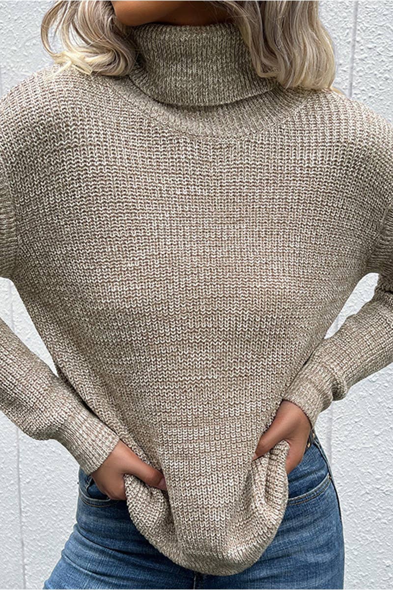 KAHKI CUT OUT DETAILED TURTLE NECK SWEATER