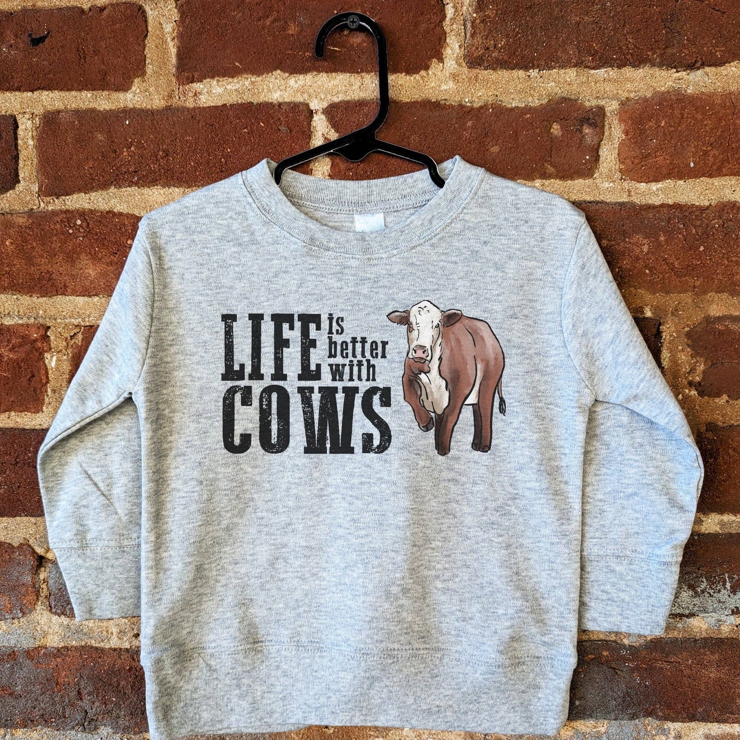 "Life is better with cows" Grey Long Sleeve Shirt