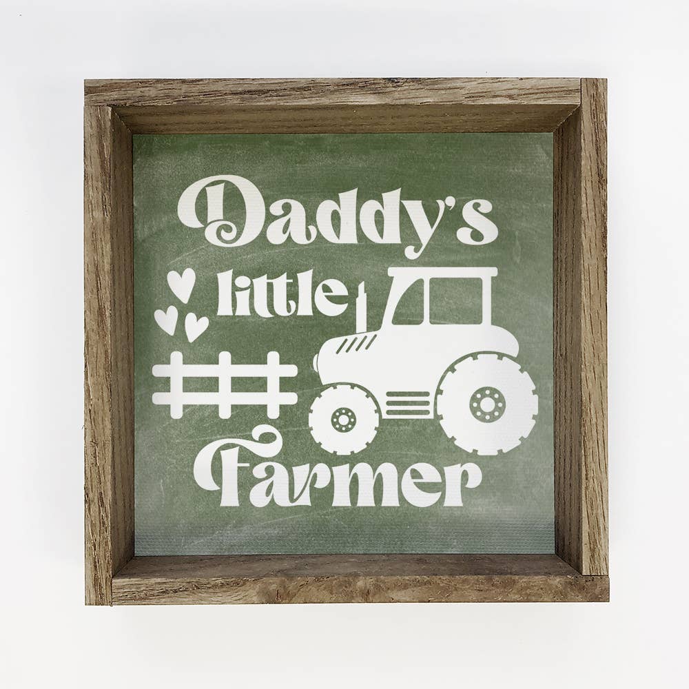 Green Tractor Wood Sign - Daddy's Little Farmer