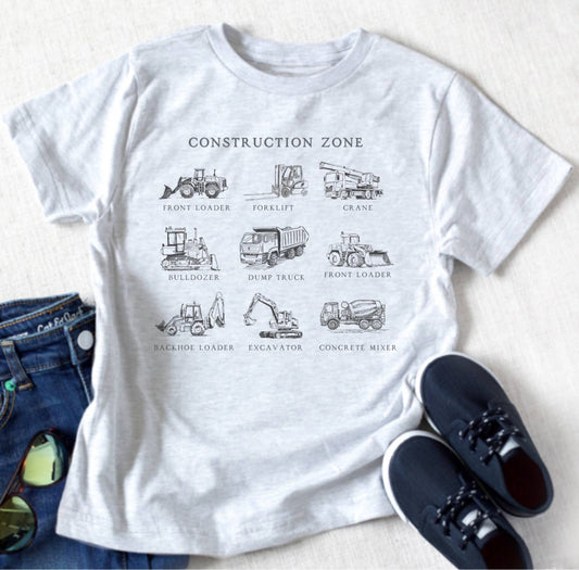 Construction Zone Tractor Youth Tee