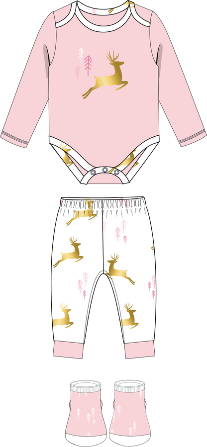 3 Piece Holiday Set: Golden Deer: