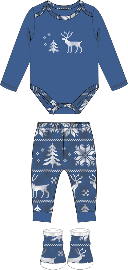 3 Piece Holiday Set: Fairisle Deer: