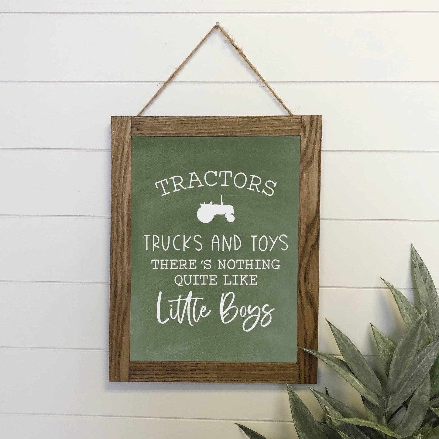 Tractors & Little Boys Wood Sign Framed Wall Art Print