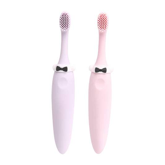 2Pc Silicone Toothbrush Set - Lavender/Pink