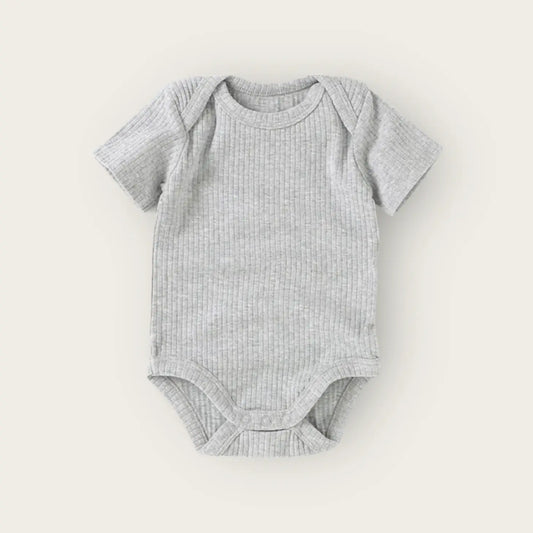 Gray Baby bodysuit Organic ribbed cotton short sleeve